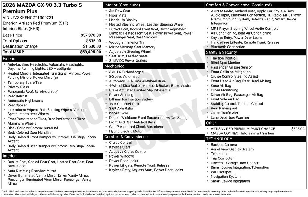 New 2026 MAZDA CX-90 3.3 Turbo S w/ Premium Plus AWD/4WD image 6