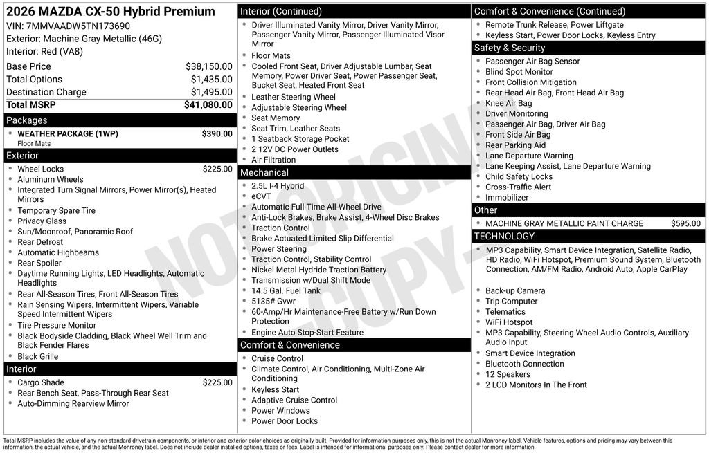 New 2026 MAZDA CX-50 AWD 2.5 Hybrid w/ Weather Package image 7