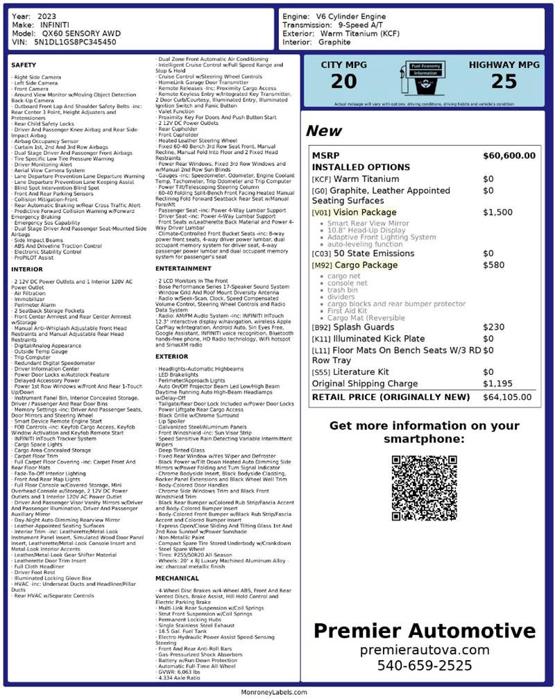 Used 2023 INFINITI QX60 Sensory w/ Vision Package image 2