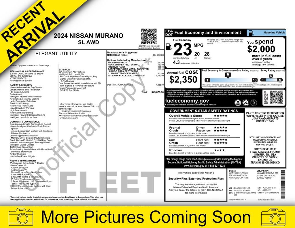 Certified 2024 Nissan Murano SL AWD/4WD image 1