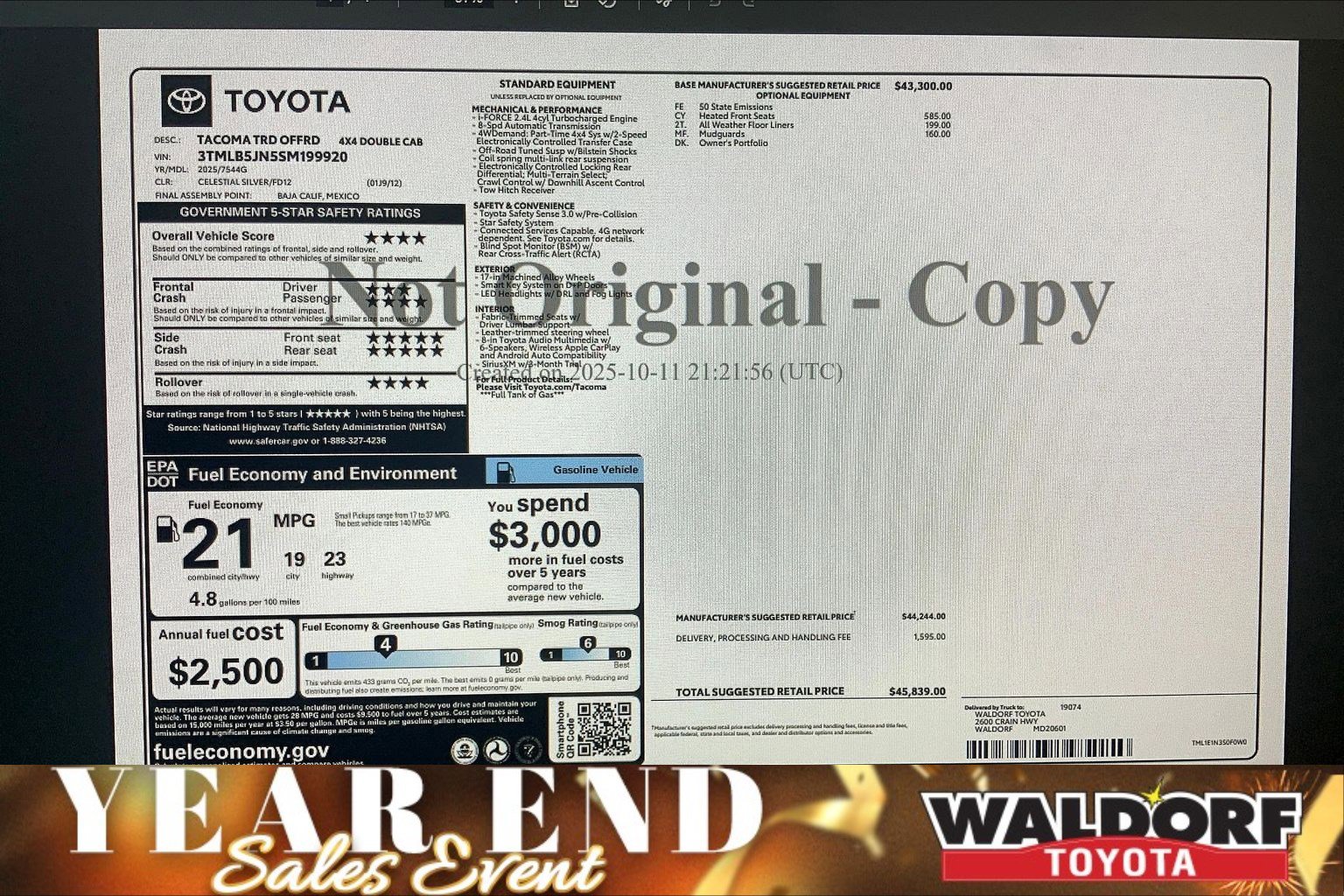 New 2025 Toyota Tacoma TRD Off-Road image 16