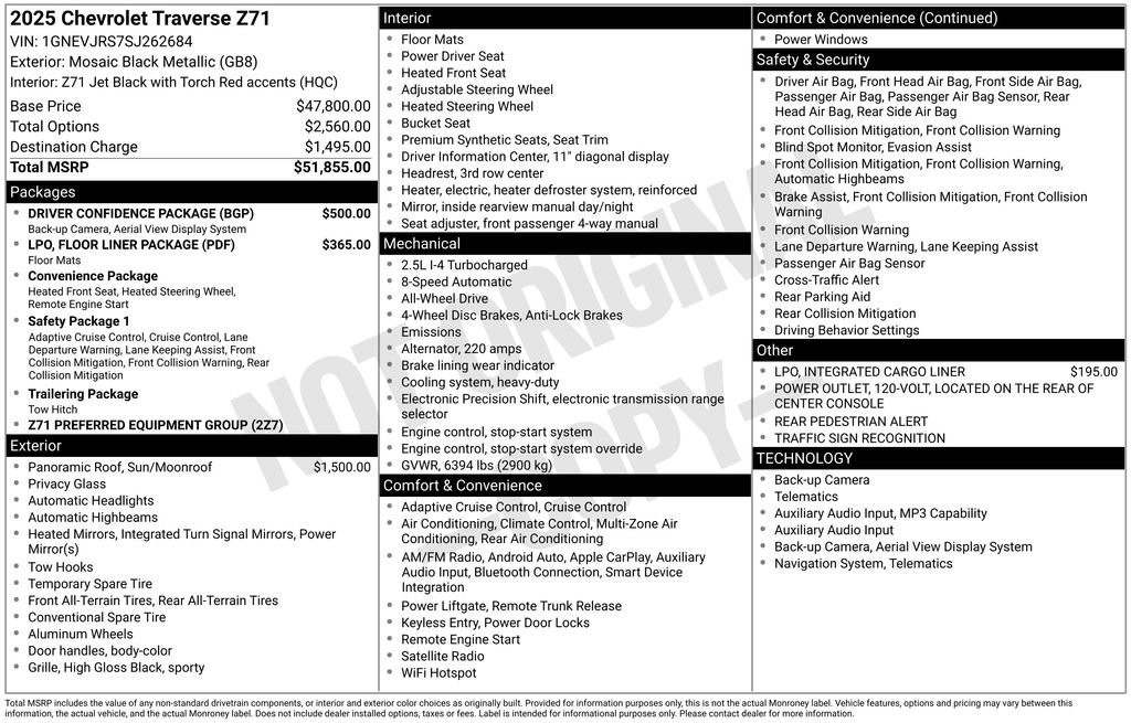 Certified 2025 Chevrolet Traverse Z71 w/ Driver Confidence Package AWD/4WD image 36