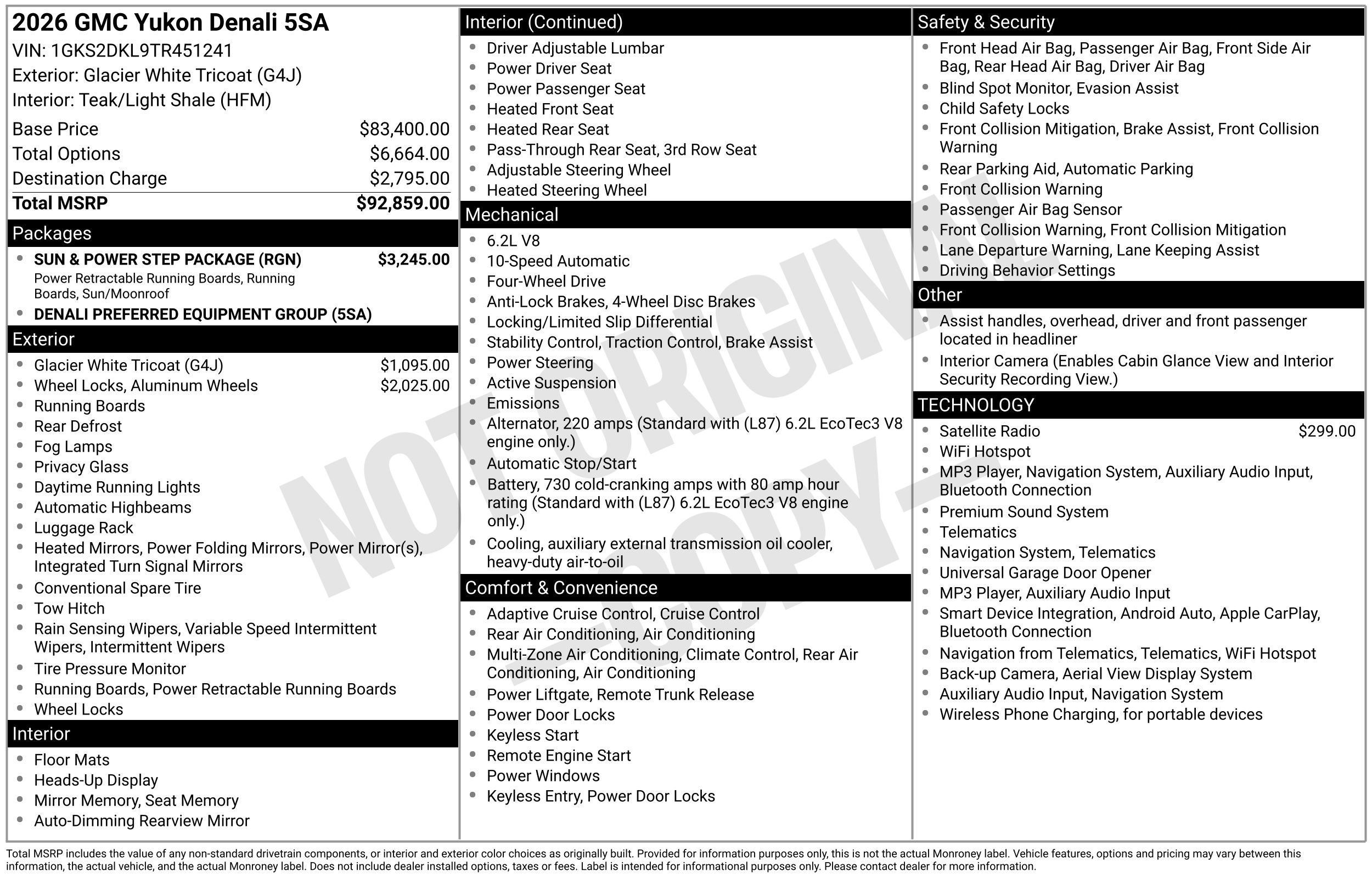 New 2026 GMC Yukon Denali w/ Sun & Power Step Package AWD/4WD image 3
