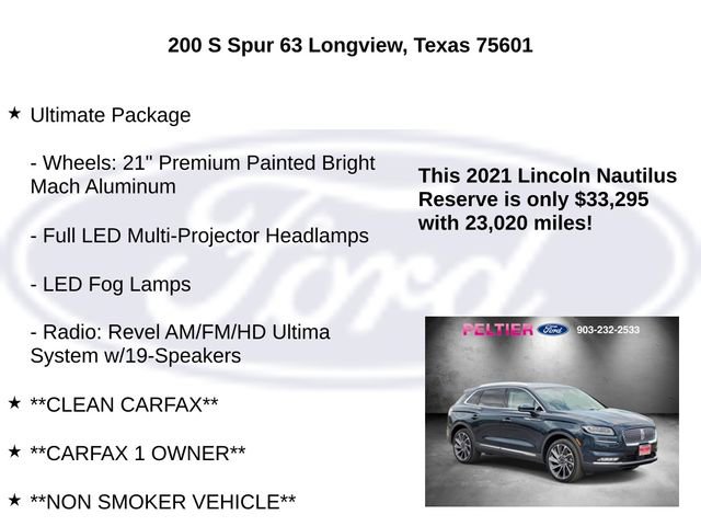 Used 2021 Lincoln Nautilus Reserve w/ Equipment Group 202A image 20