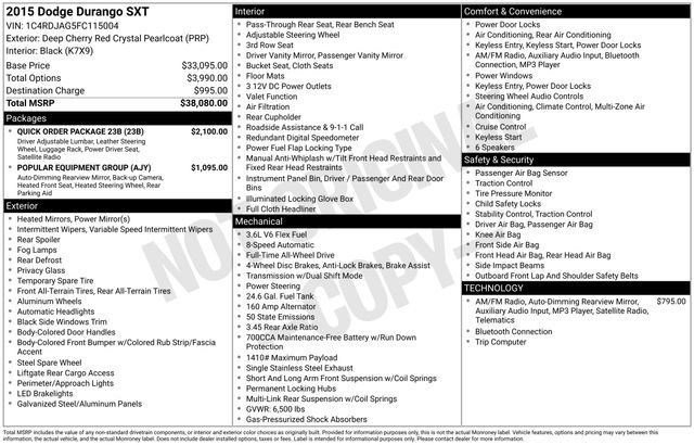 Used 2015 Dodge Durango SXT w/ Quick Order Package 23B AWD/4WD image 31
