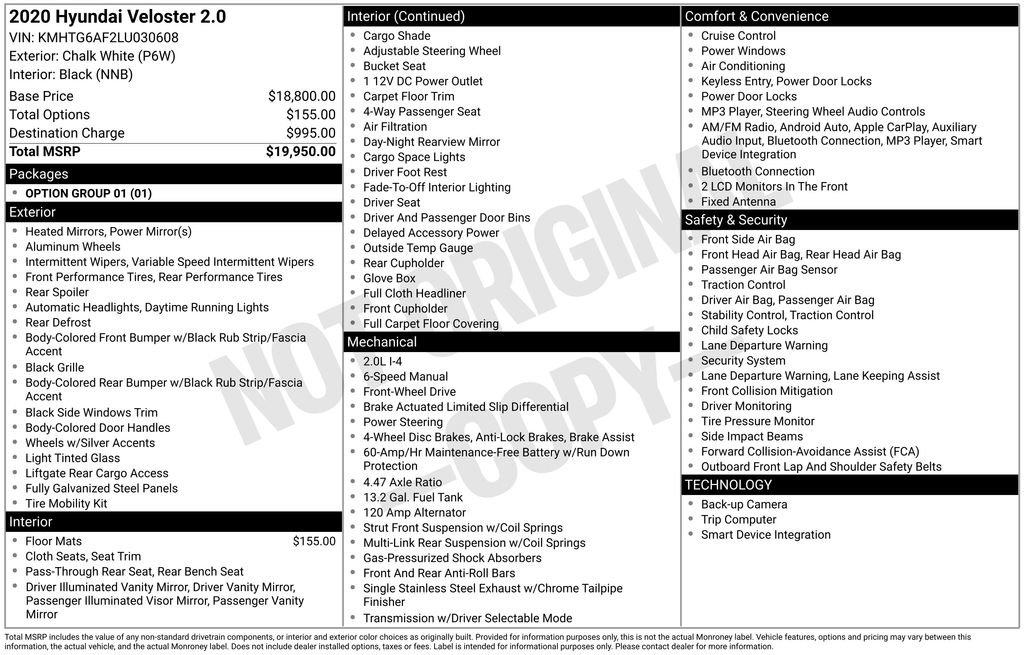 Used 2020 Hyundai Veloster 2.0 image 2