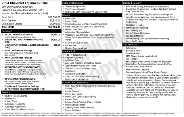 Certified 2024 Chevrolet Equinox RS w/ RS Leather Package AWD/4WD image 29
