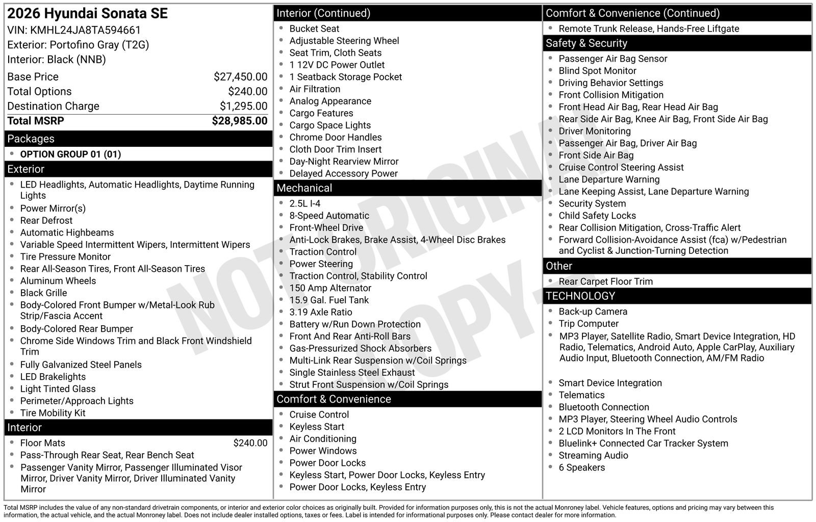 New 2026 Hyundai Sonata SE FWD image 20