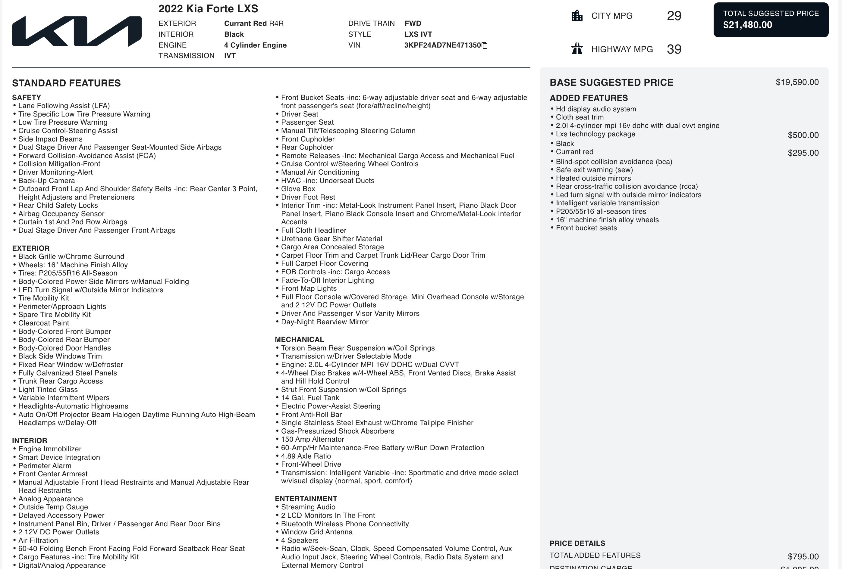 Used 2022 Kia Forte LXS w/ LXS Technology Package image 3