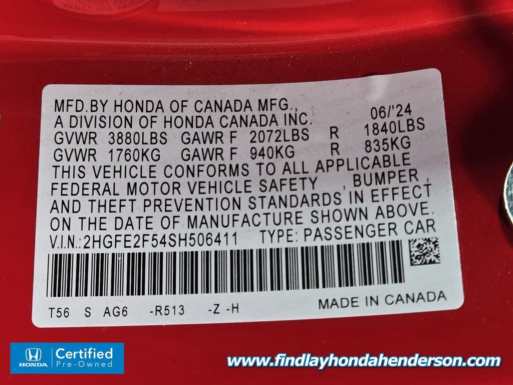 Certified 2025 Honda Civic Sport image 13