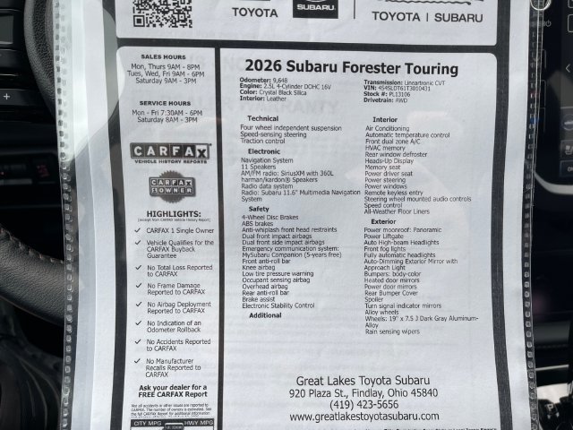 Certified 2026 Subaru Forester Touring AWD/4WD image 27