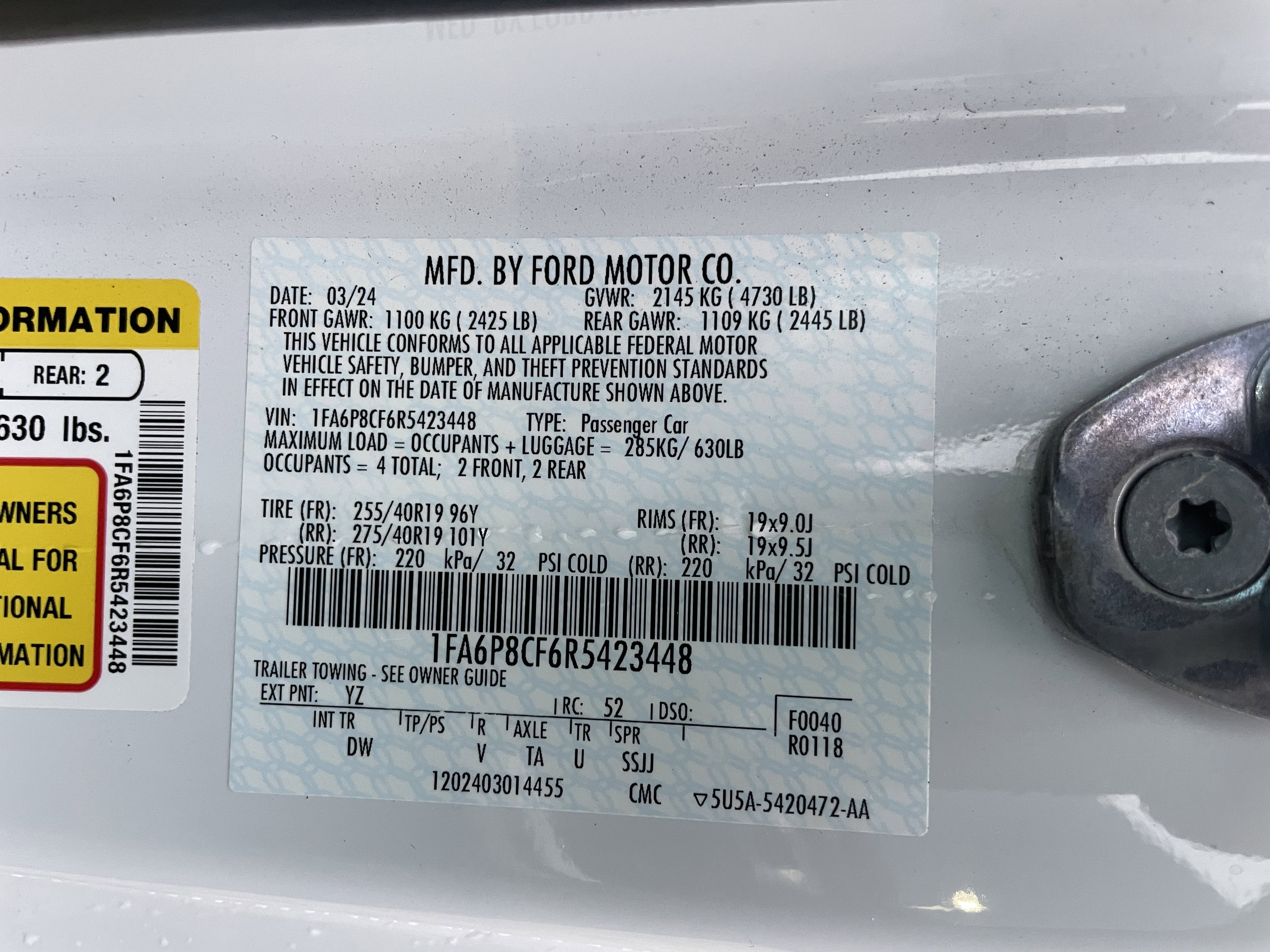 Used 2024 Ford Mustang GT w/ GT Performance Package image 5