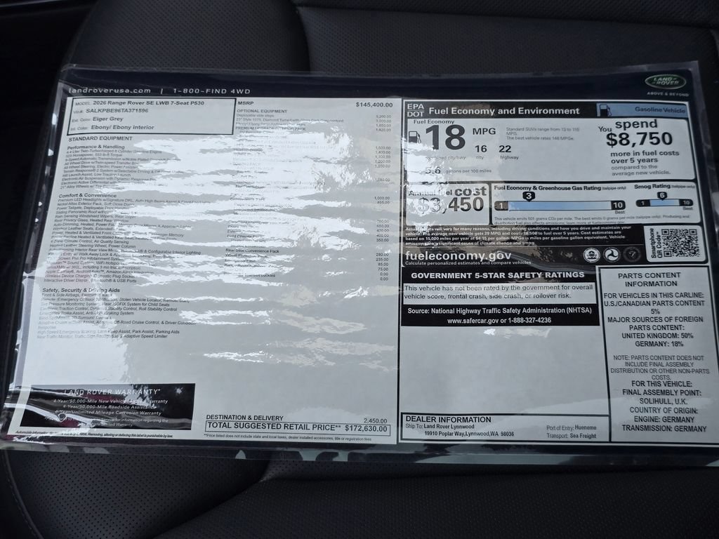 New 2026 Land Rover Range Rover Long Wheelbase SE AWD/4WD image 34