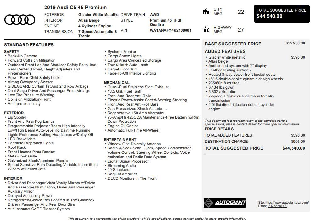 Used 2019 Audi Q5 2.0T Premium w/ Convenience Package image 3