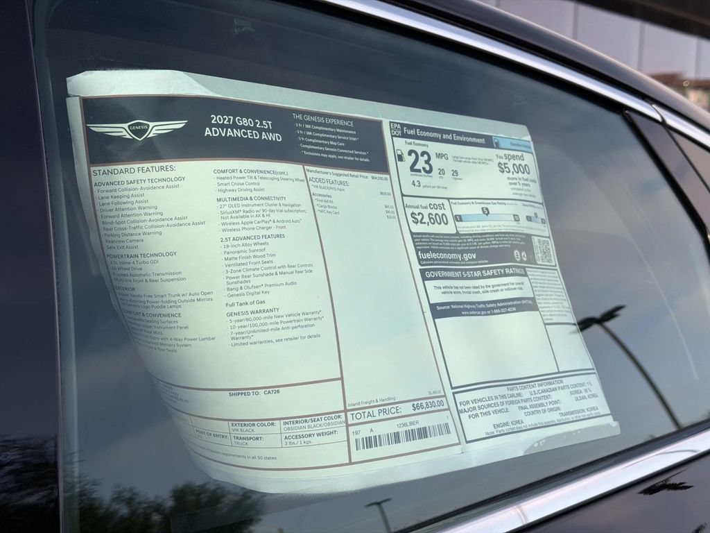 New 2027 Genesis G80 2.5T Advanced AWD/4WD image 17
