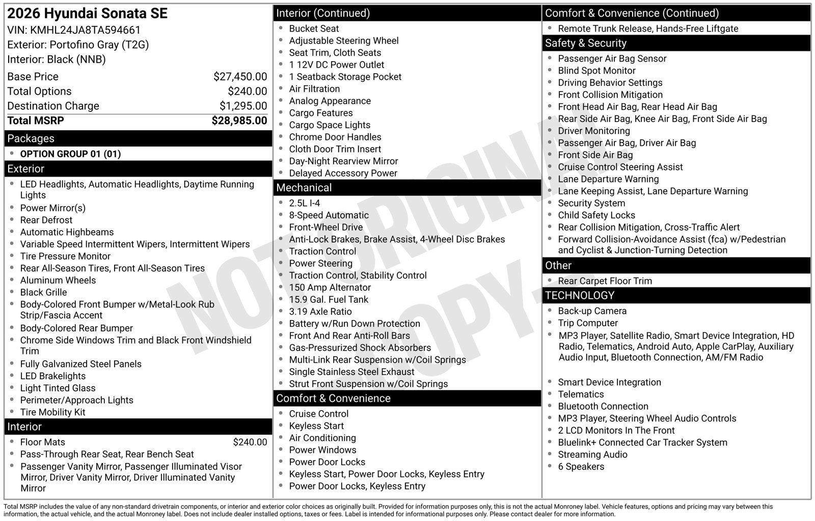 New 2026 Hyundai Sonata SE FWD image 20