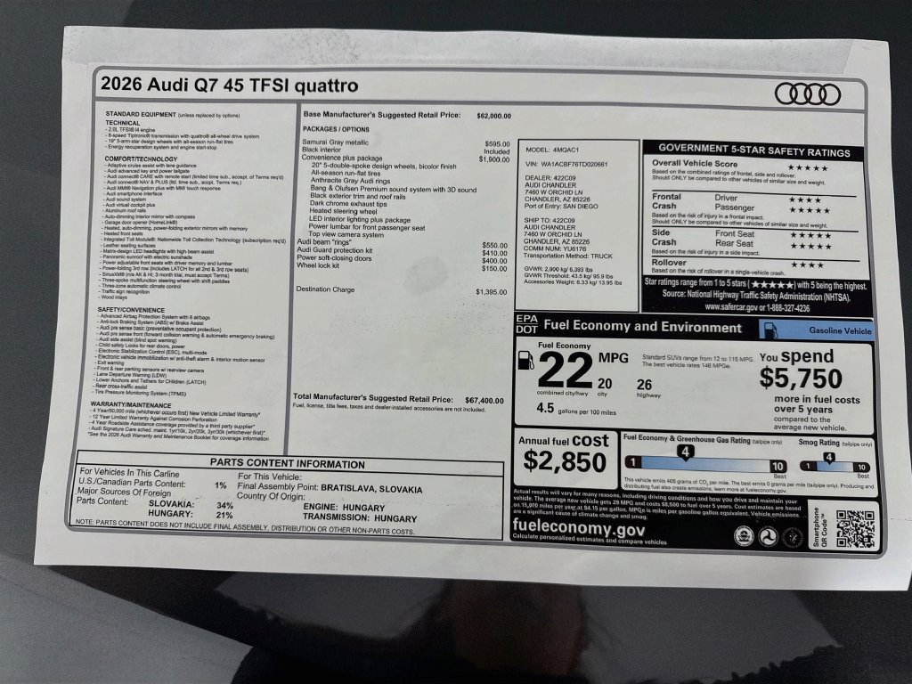 New 2026 Audi Q7 2.0T Premium AWD/4WD image 9