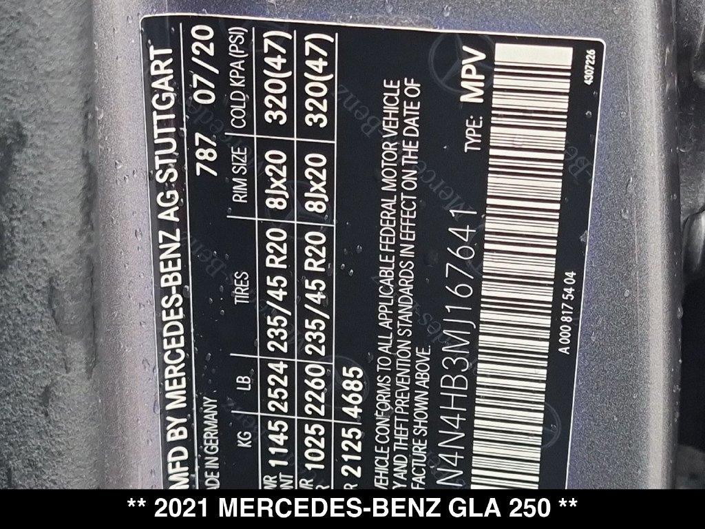 Certified 2021 Mercedes-Benz GLA 250 4MATIC image 34