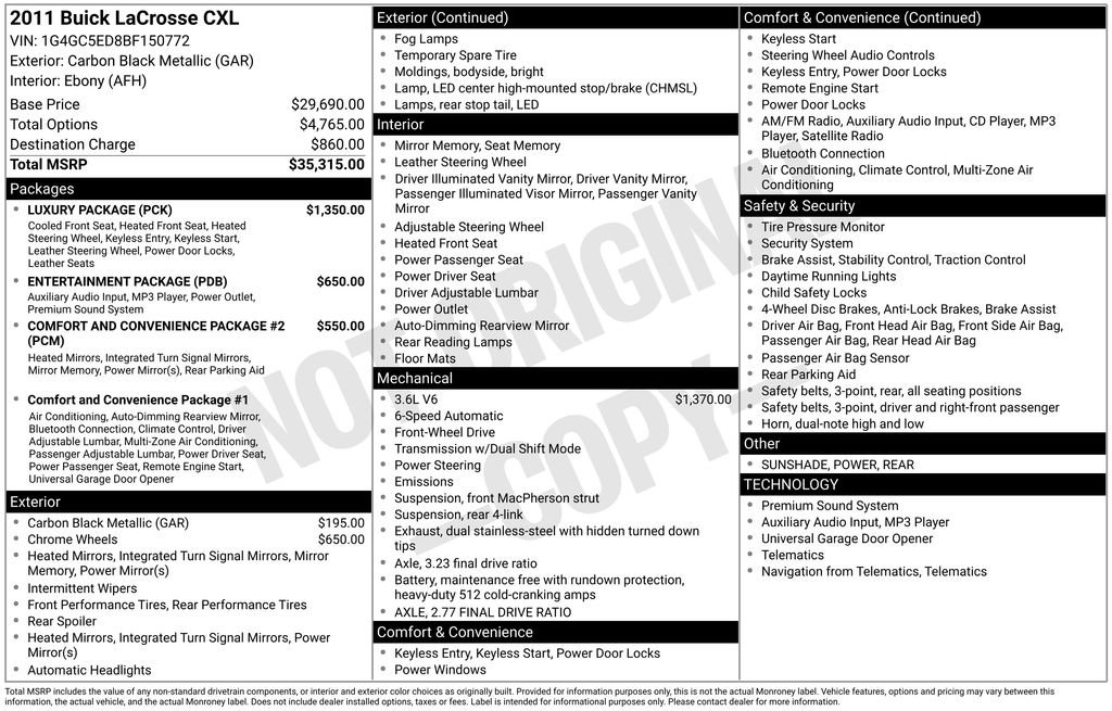 Used 2011 Buick LaCrosse CXL w/ Luxury Package image 29