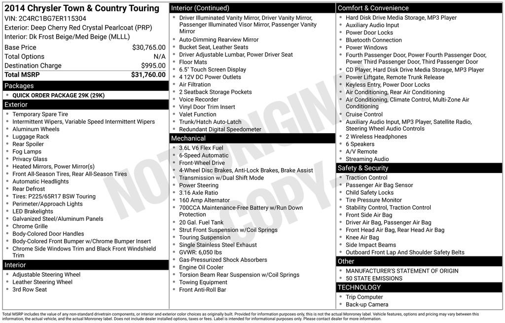 Used 2014 Chrysler Town & Country Touring image 2