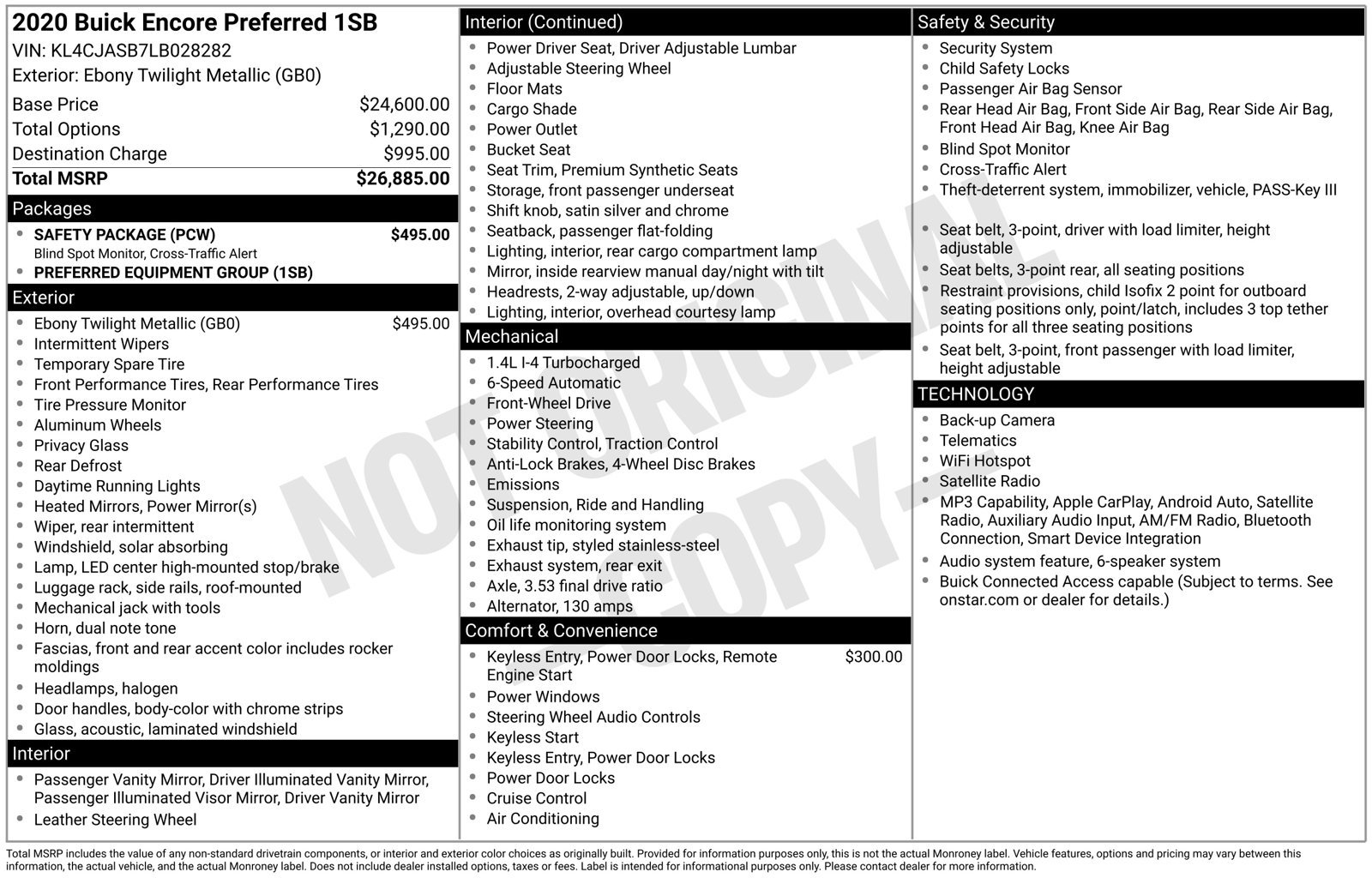 Certified 2020 Buick Encore Preferred w/ Safety Package FWD image 36