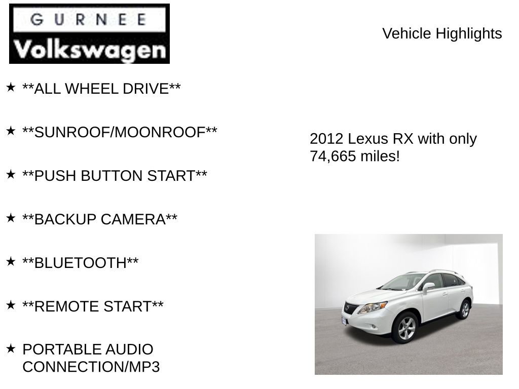Used 2012 Lexus RX 350 AWD image 7
