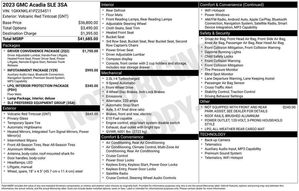 Used 2023 GMC Acadia SLE w/ Driver Convenience Package FWD image 32