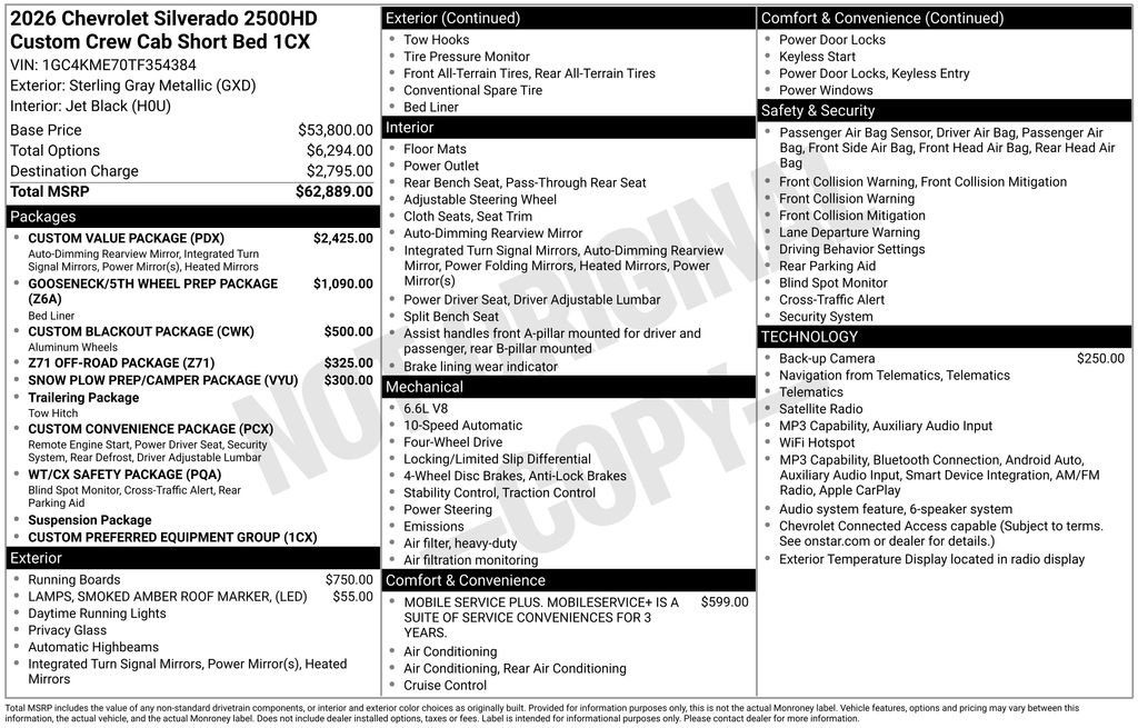 New 2026 Chevrolet Silverado 2500 Custom w/ Custom Value Package AWD/4WD image 3