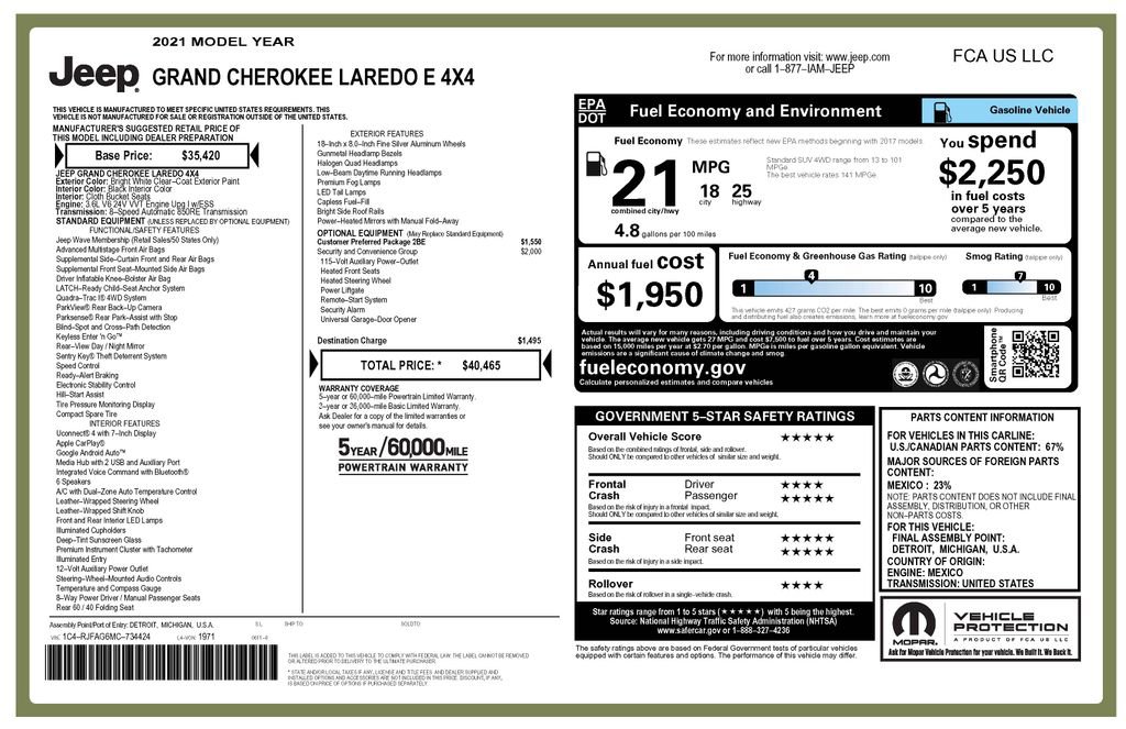 Used 2021 Jeep Grand Cherokee Laredo w/ Security & Convenience Group image 2