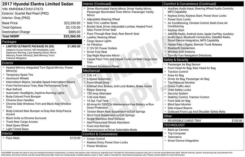 Used 2017 Hyundai Elantra Limited w/ Limited Ultimate Package 05 FWD image 11