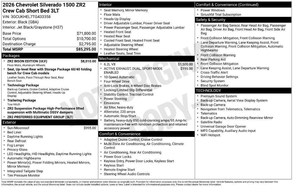 New 2026 Chevrolet Silverado 1500 ZR2 w/ ZR2 Bison Edition AWD/4WD image 23