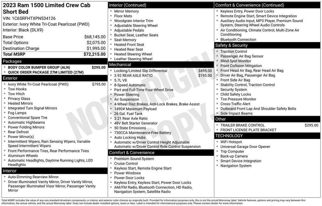 Used 2023 RAM 1500 Limited w/ Body Color Bumper Group image 44