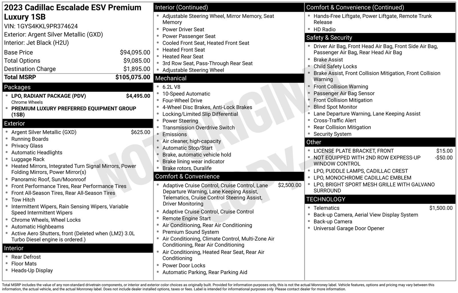 Used 2023 Cadillac Escalade ESV Premium Luxury w/ LPO, Radiant Package AWD/4WD image 7