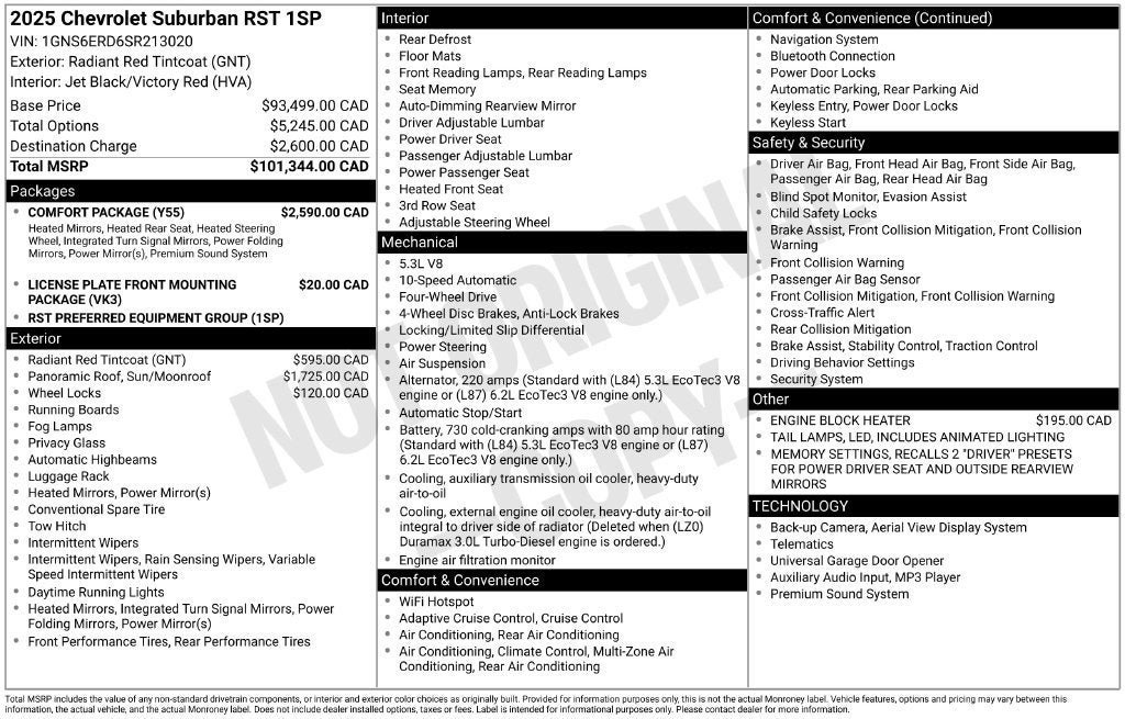 Used 2025 Chevrolet Suburban RST w/ Comfort Package AWD/4WD image 3