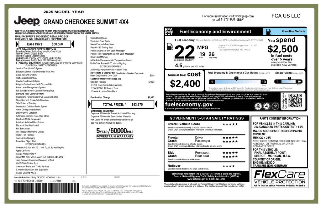 Certified 2025 Jeep Grand Cherokee Summit w/ Obsidian Package AWD/4WD image 3
