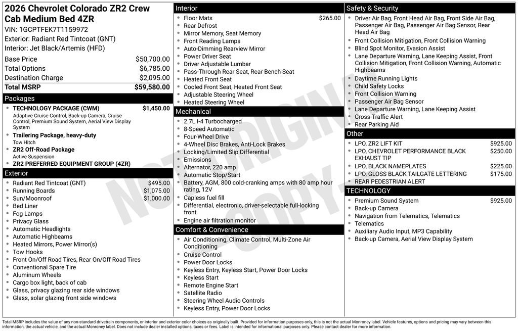 New 2026 Chevrolet Colorado ZR2 w/ Technology Package image 9