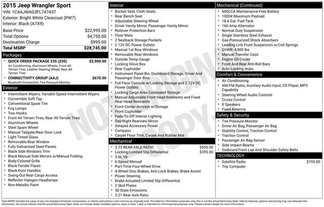 Used 2015 Jeep Wrangler Sport w/ Quick Order Package 23S image 32