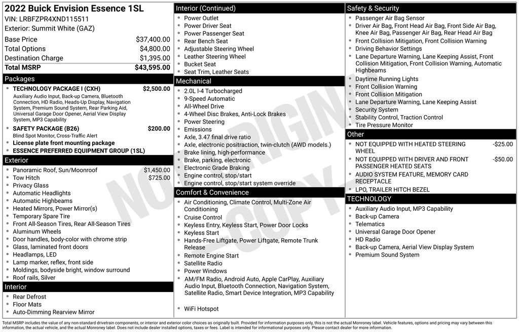 Used 2022 Buick Envision Essence w/ Technology Package I AWD/4WD image 34