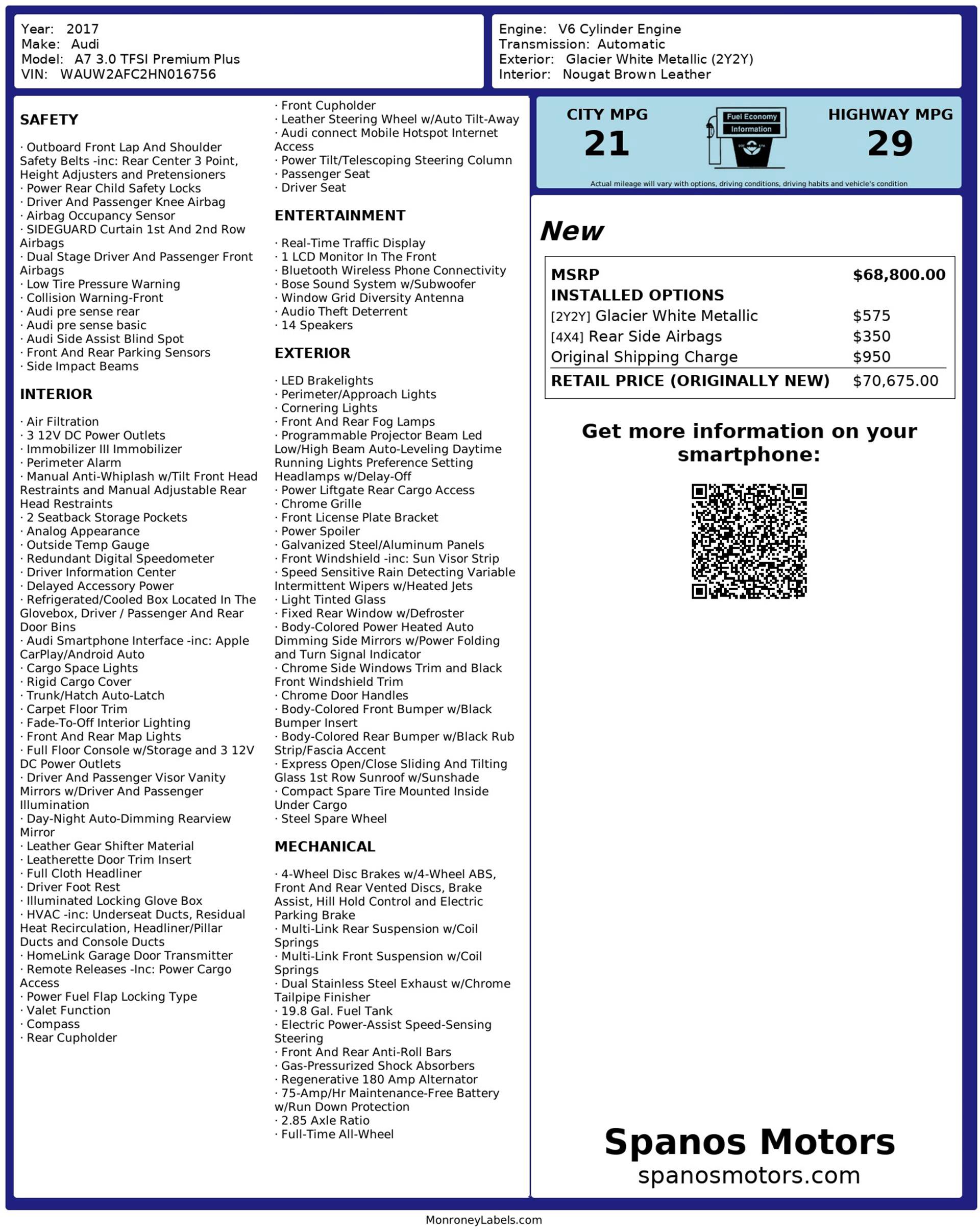 Used 2017 Audi A7 3.0T Premium Plus w/ Comfort Seating Package image 3