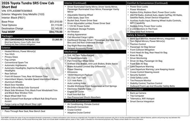 Used 2026 Toyota Tundra SR5 w/ SR5 Convenience Package AWD/4WD image 7