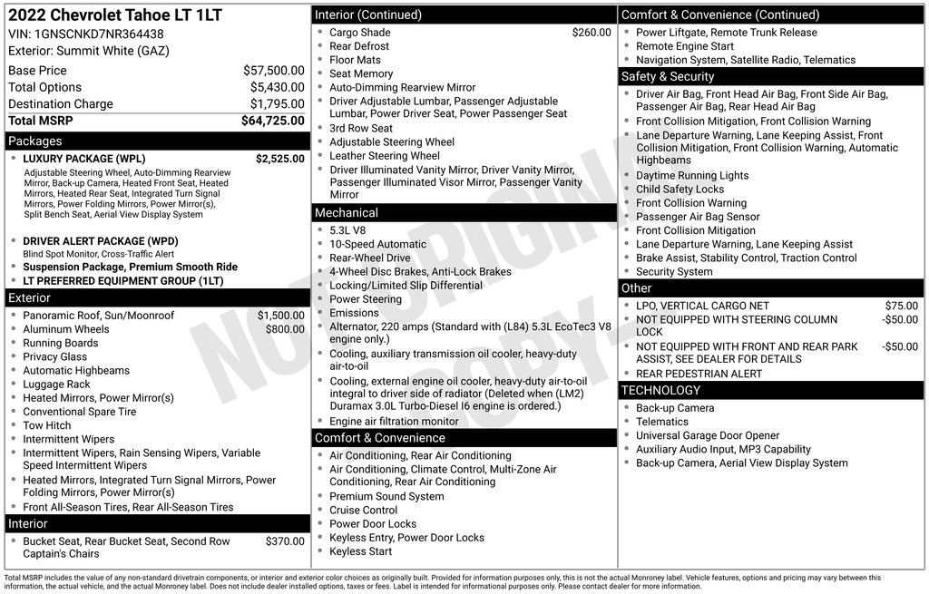 Used 2022 Chevrolet Tahoe LT w/ Luxury Package RWD image 66