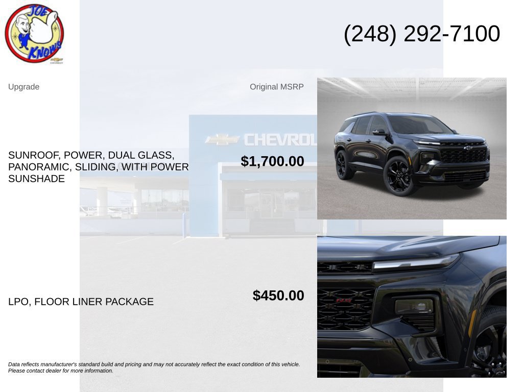 New 2027 Chevrolet Traverse RS w/ LPO, Floor Liner Package AWD/4WD image 5