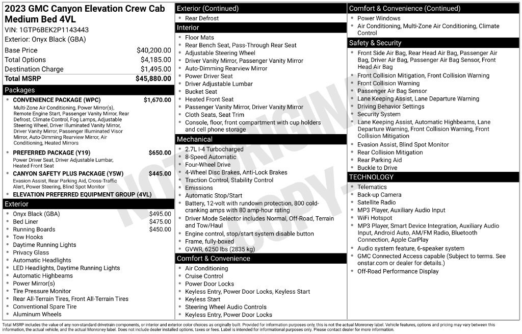 Used 2023 GMC Canyon Elevation w/ Convenience Package AWD/4WD image 44
