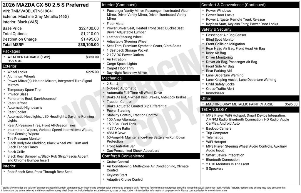 New 2026 MAZDA CX-50 AWD 2.5 S w/ Weather Package image 32