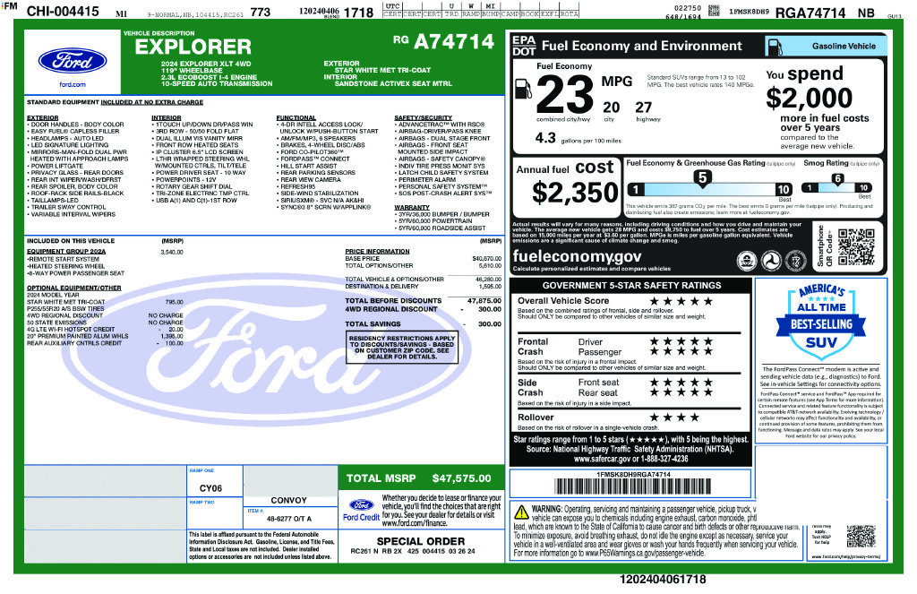 Used 2024 Ford Explorer XLT w/ Equipment Group 202A AWD/4WD image 10