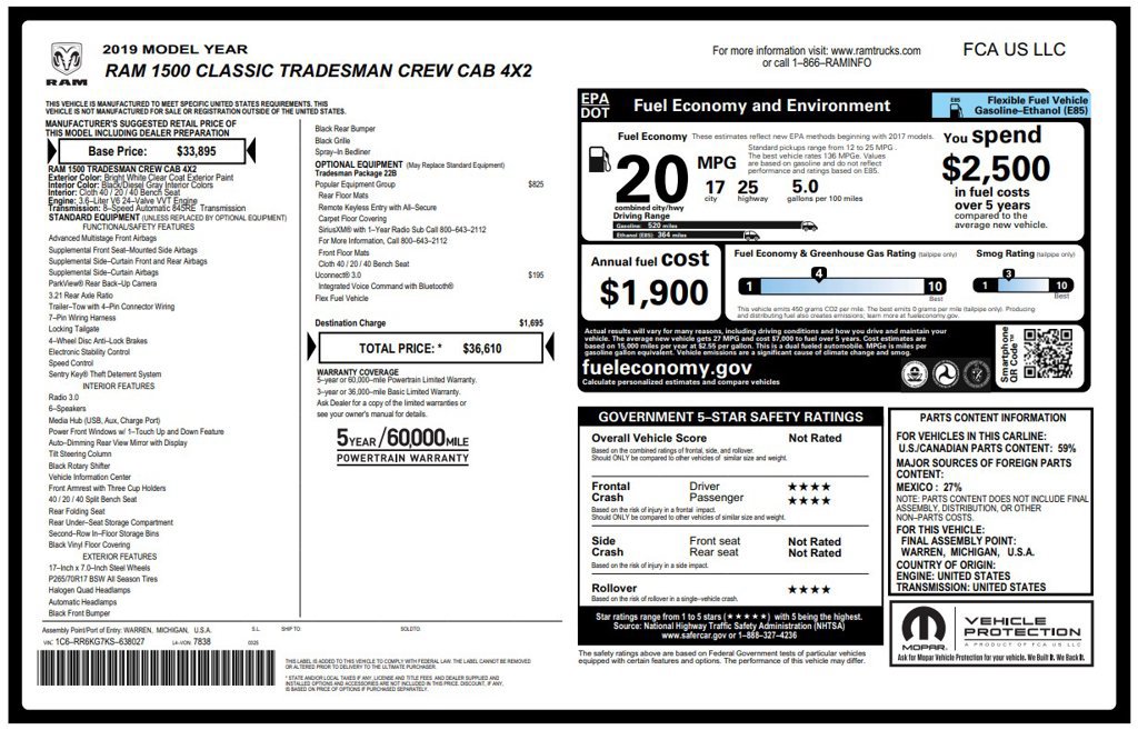 Used 2019 RAM 1500 Tradesman w/ Popular Equipment Group RWD image 3