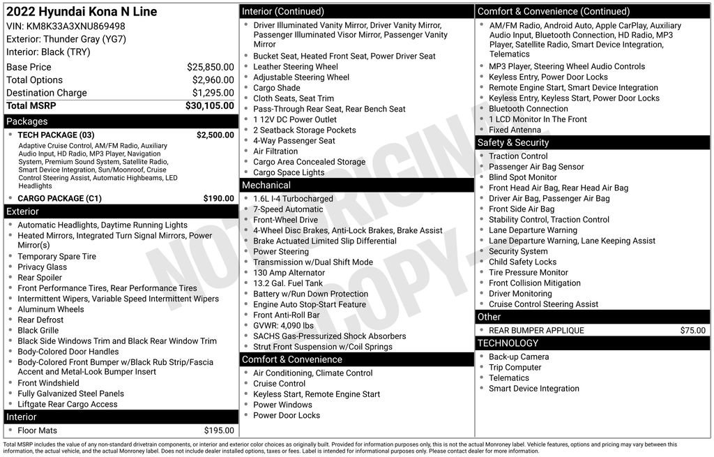 Used 2022 Hyundai Kona N Line w/ Tech Package image 32