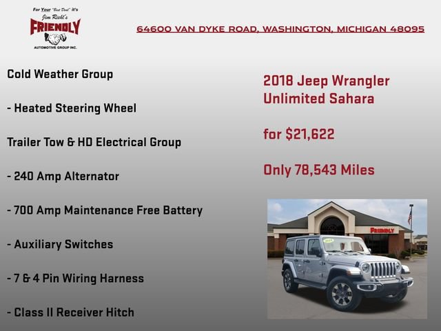 Used 2018 Jeep Wrangler Unlimited Sahara w/ Cold Weather Group AWD/4WD image 10