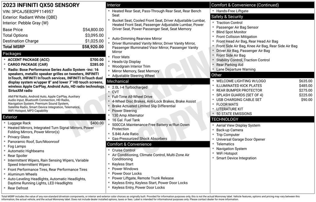 Used 2023 INFINITI QX50 Sensory w/ Accent Package image 40