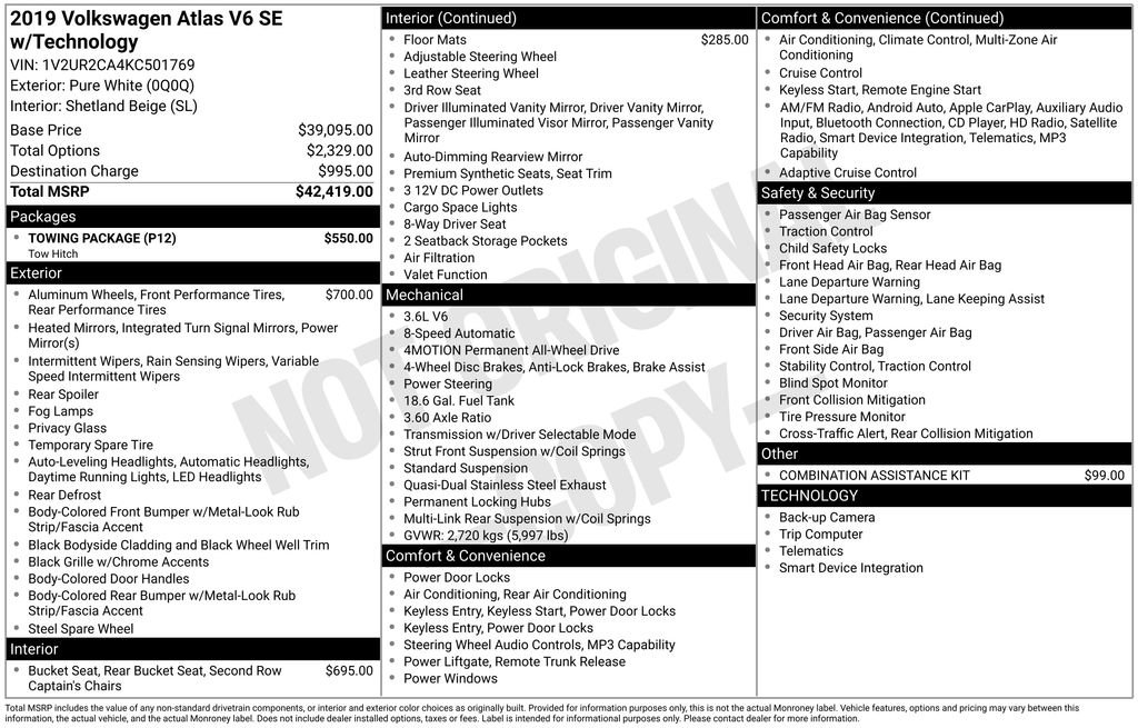 Used 2019 Volkswagen Atlas SE w/ Towing Package image 17